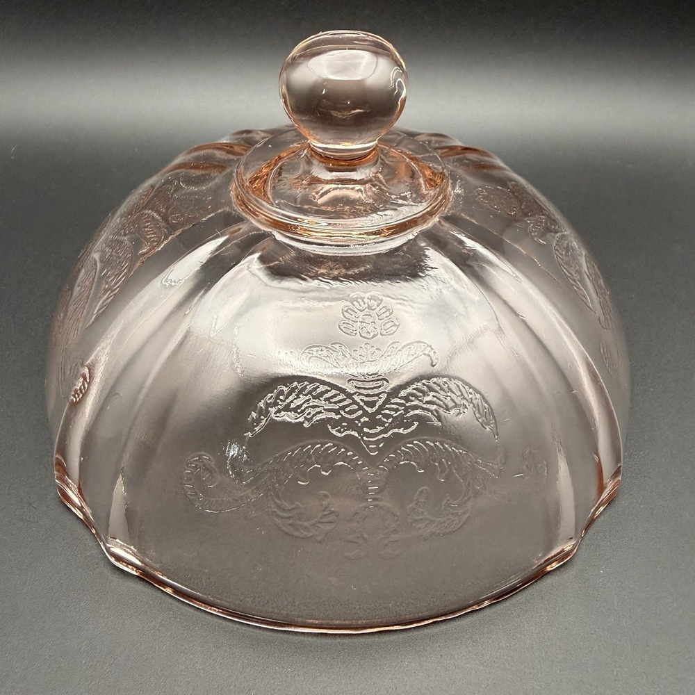 Vintage Federal Glass Madrid Pink Depression Glass Replacement Lid Butter Dish